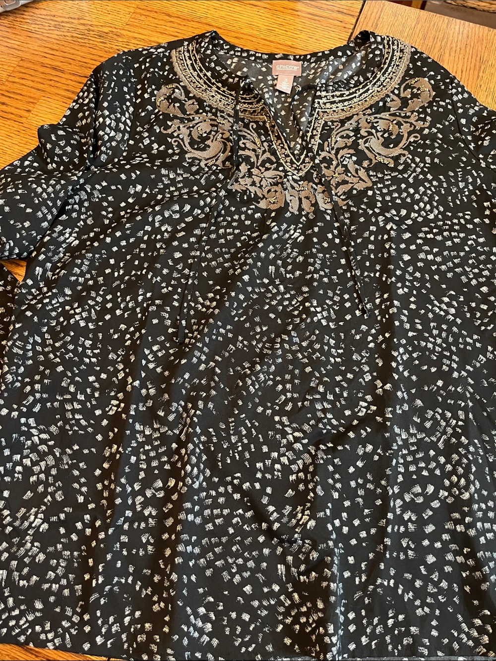 Chico’s Embellished Tunic, Black, XL